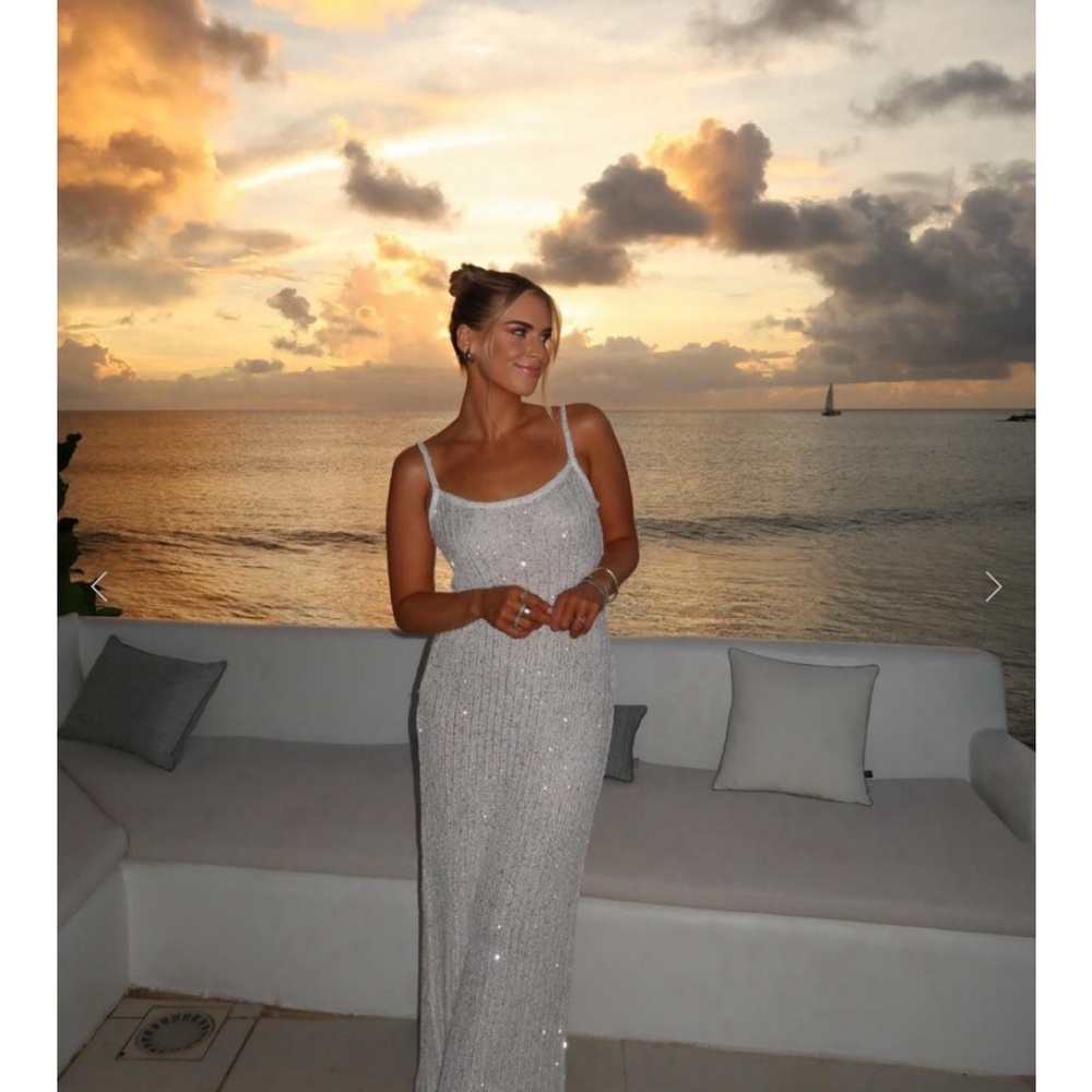 Rumored White Sequin Maxi Dress